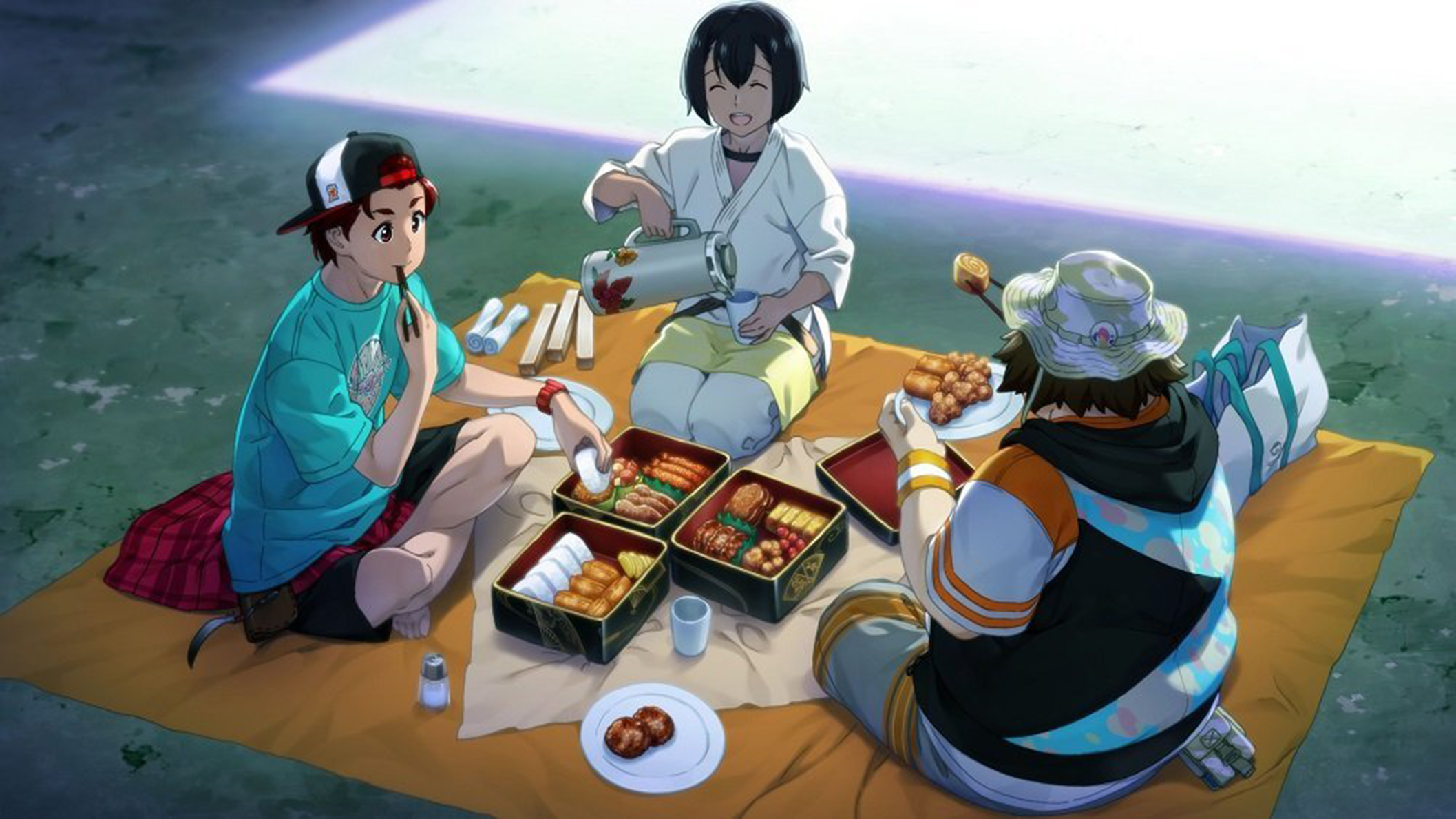 DasH partage un repas avec les personnages de Robotics;Notes !